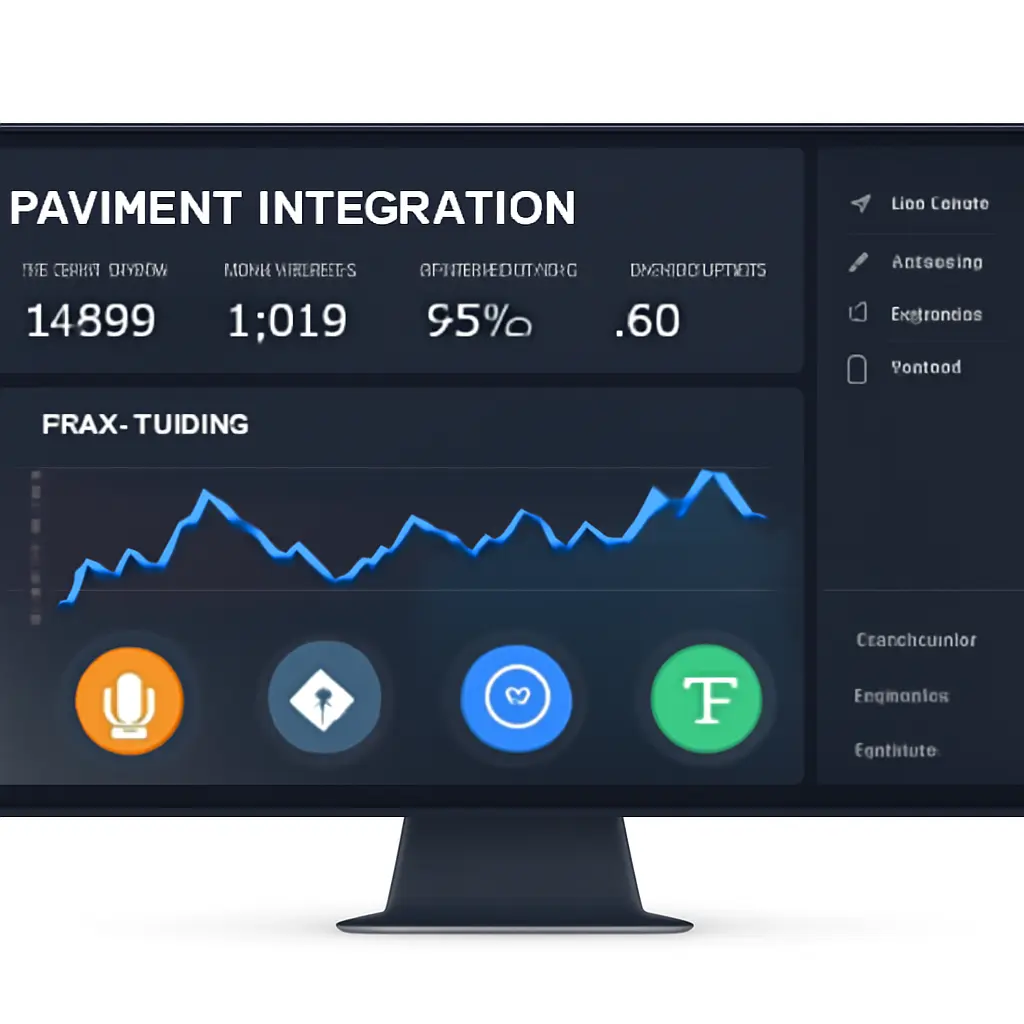 Панель аналитики и иконки криптовалют на экране