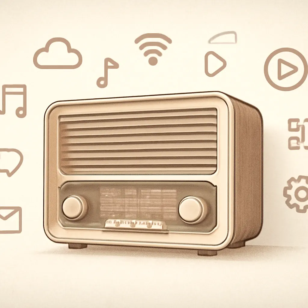 Символическое изображение радио и цифровых каналов информации