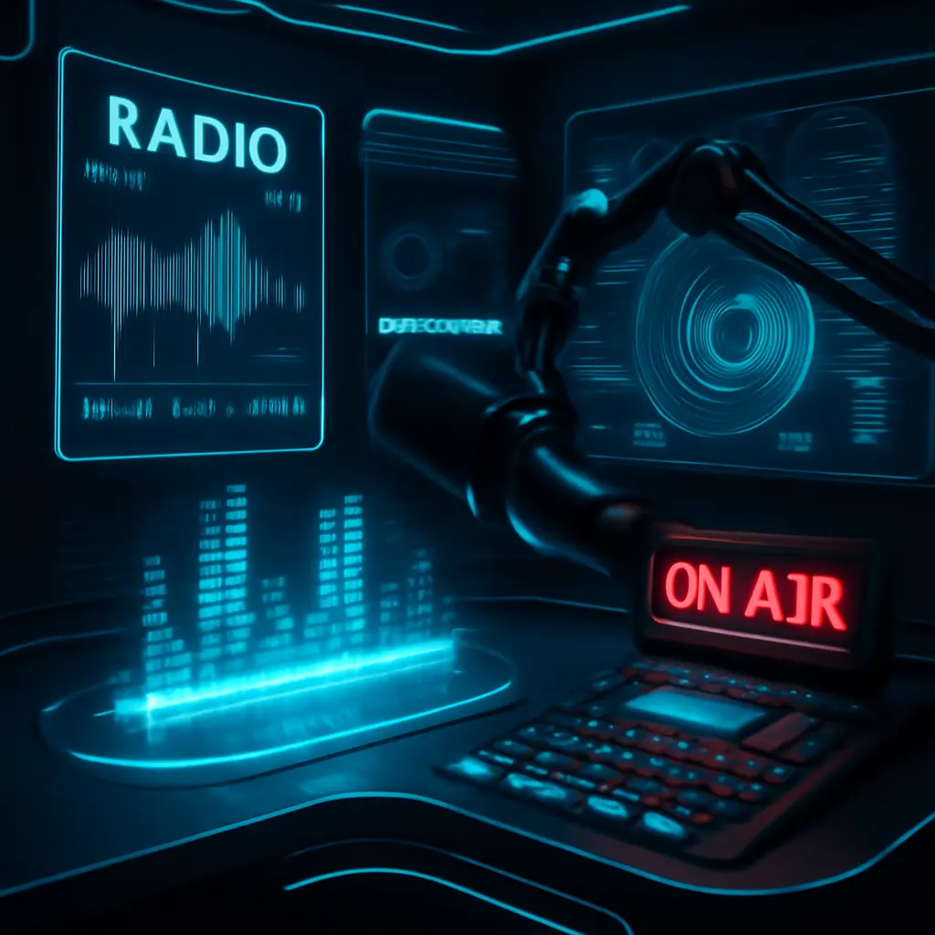 Современная радиостудия с цифровым оборудованием и онлайн-трансляцией